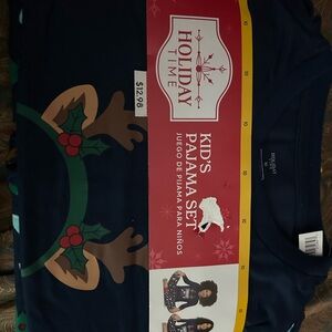 Holiday Time Kids' Navy Reindeer Long Sleeve Tee, pant pjs!  New!  Sz. 10